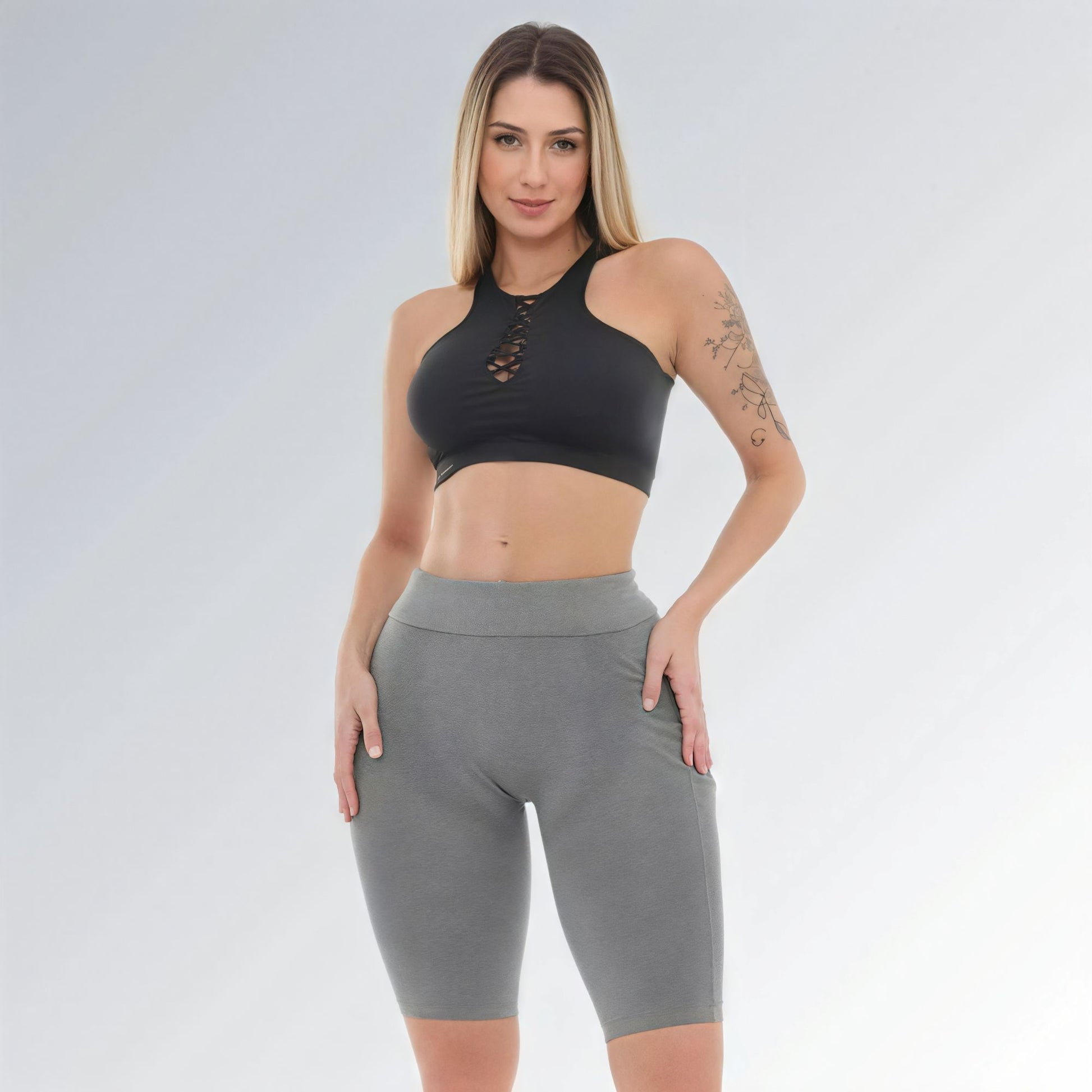Bermuda Academia Fitness Empina Levanta Bumbum Cinza Claro Jz new moda