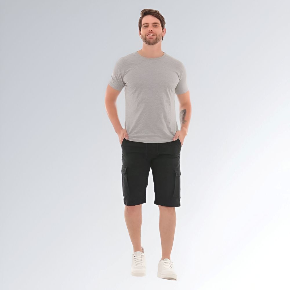 Bermuda Cargo Sarja Preta Masculina Jz New Moda