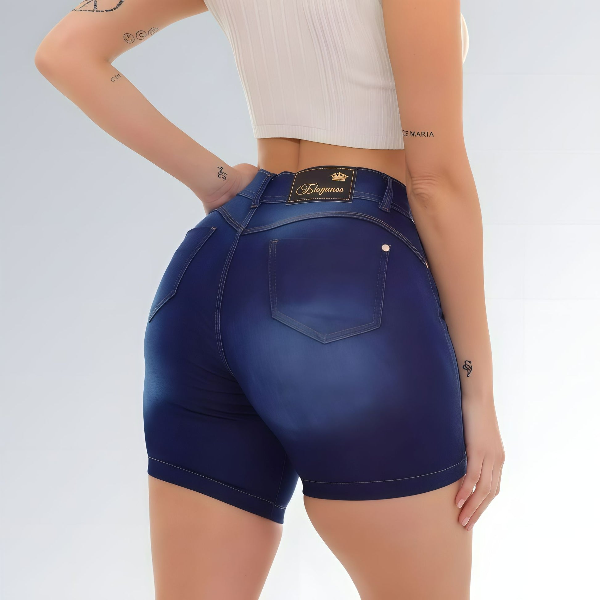 Bermuda Feminina Com Bolsos Lavagem Azul Escuro Jz new moda