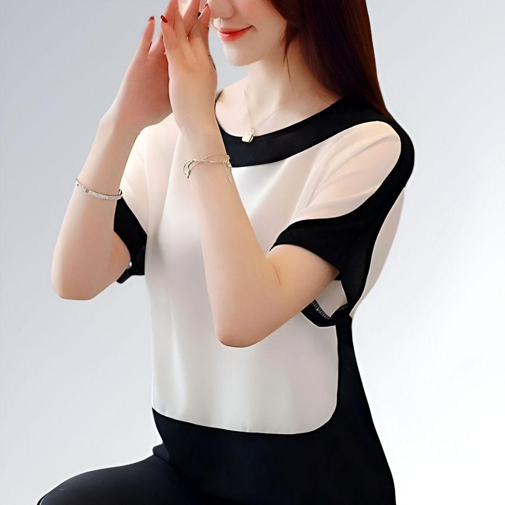 Blusa Manga Curta Chiffon - JZ NEW MODA