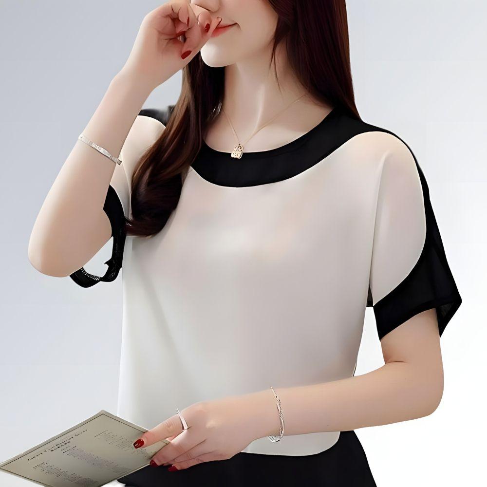 Blusa Manga Curta Chiffon - JZ NEW MODA