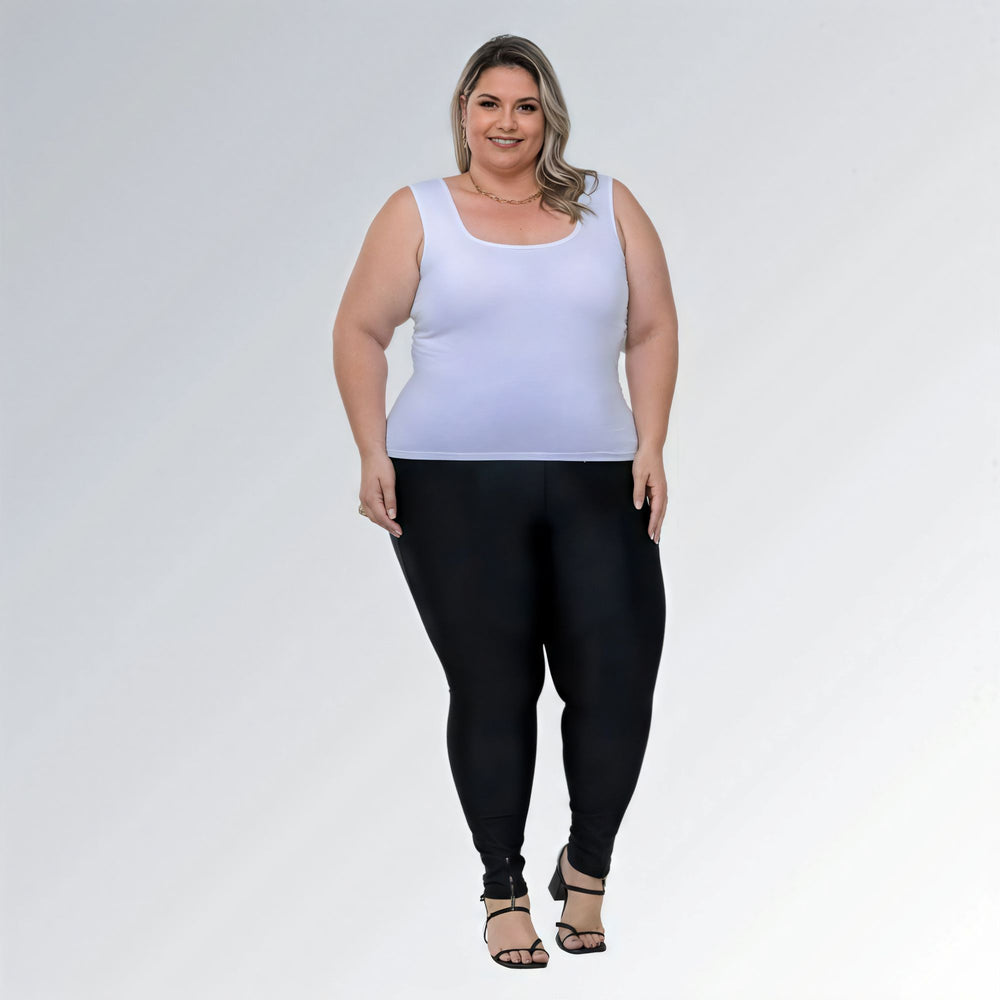 Blusa Regata Decote Quadrado Plus Size Alça Larga Branca Feminina Jz new moda