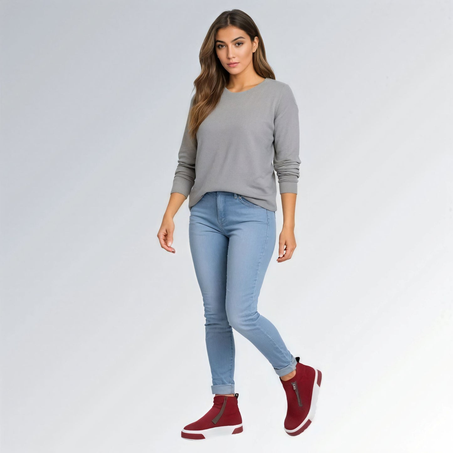 Bota Knot GuGi Sola Plana e Zíper Feminina Jz new moda