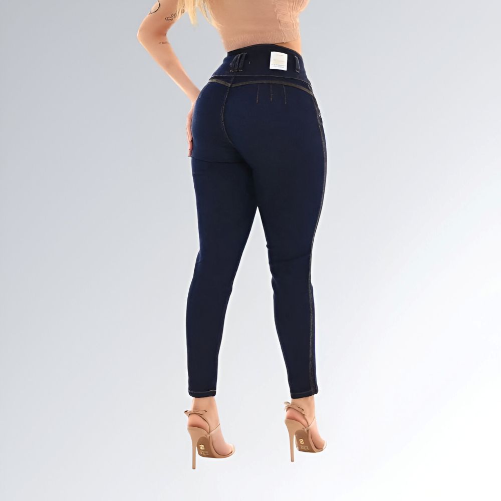 Calça 4 Botões Jeans Cós Largo sem Bolso Feminina Jz New Moda