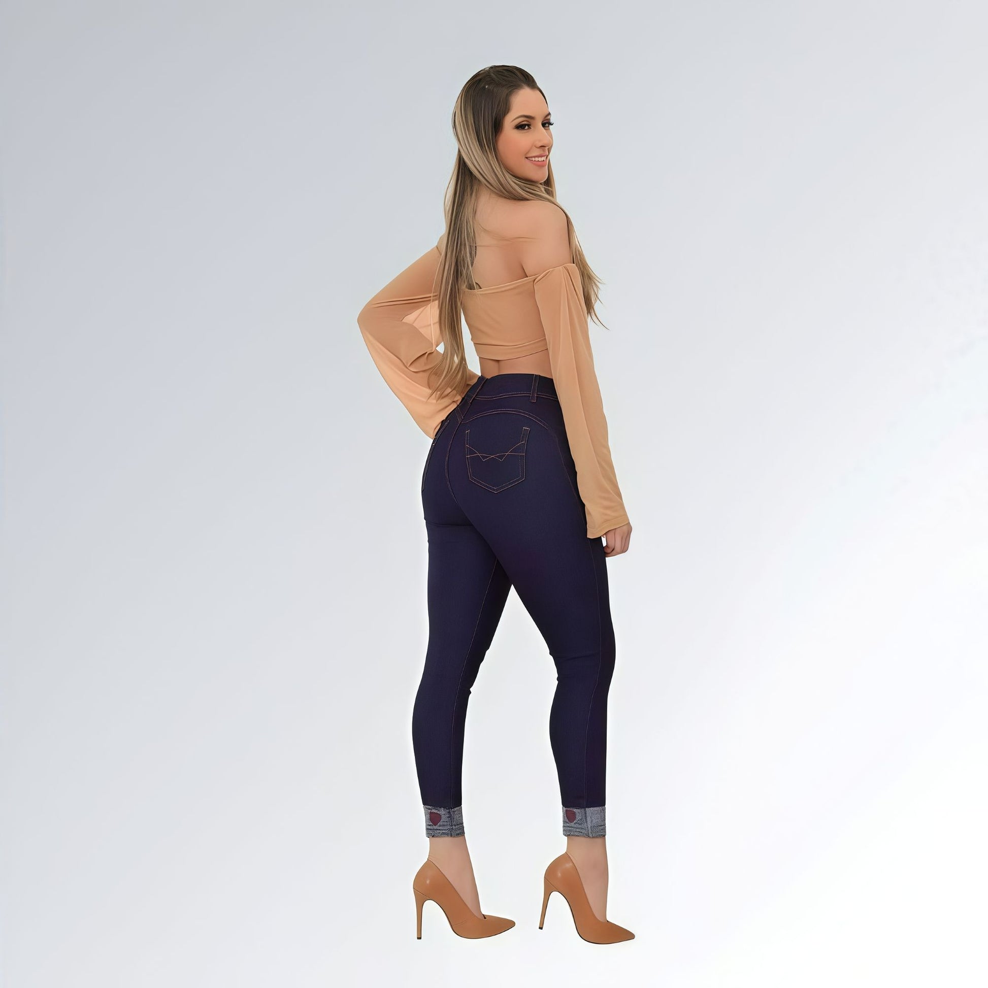Calça Jeans Barra Dobrada Estampada Feminina Jz New Moda