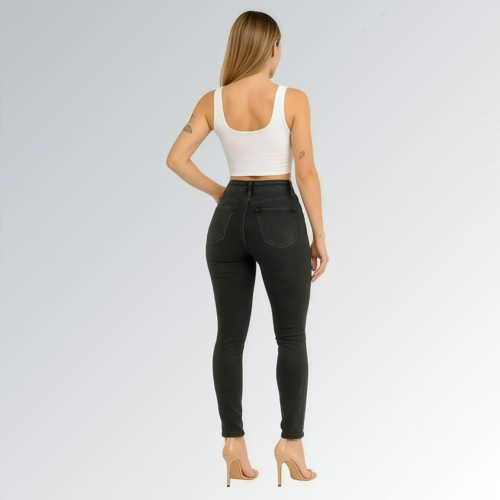 Calça Jeans Cinza Grafite Manchada Feminina Jz New Moda