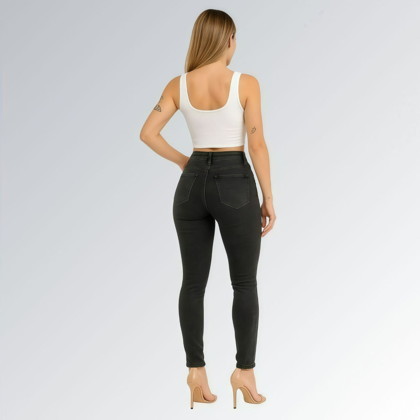 Calça Jeans Cinza Grafite Manchada Feminina Jz New Moda
