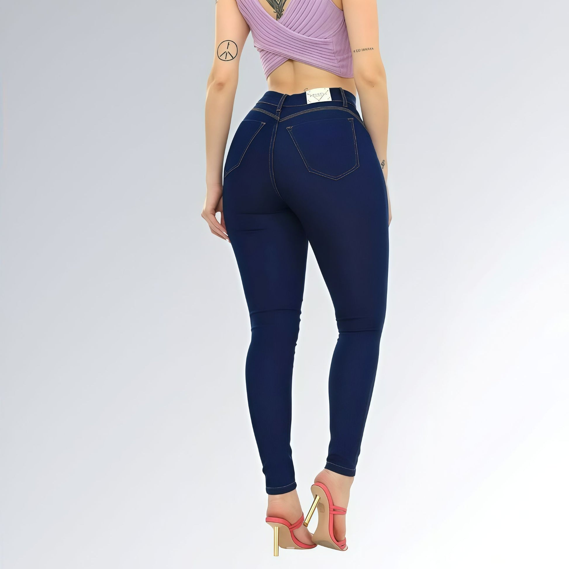 Calça Jeans Feminina Nervura Skinny Azul Levanta Bumbum Tendência Jz New Moda