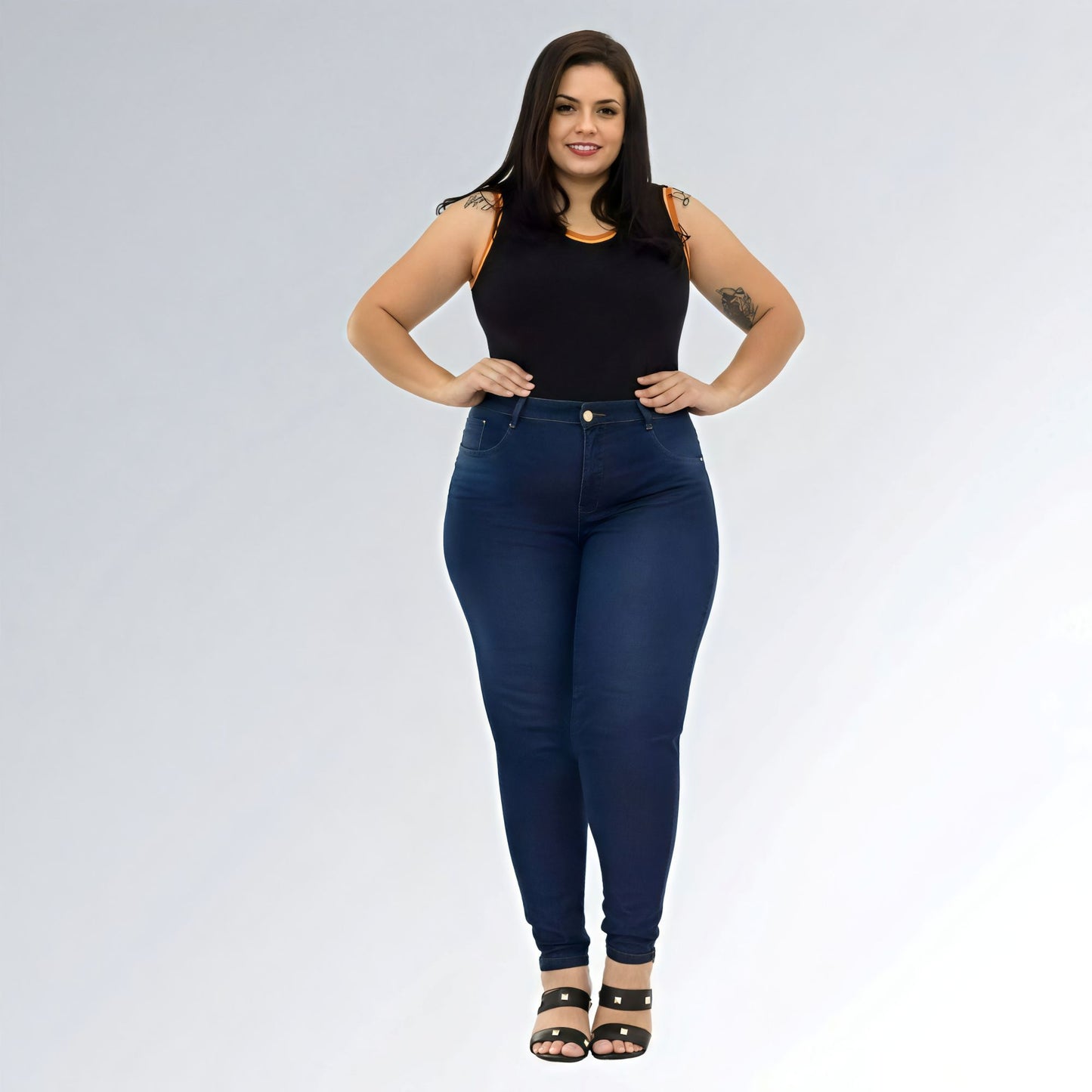 Calça Jeans Feminina Plus Size Cintura Alta Jz New Moda
