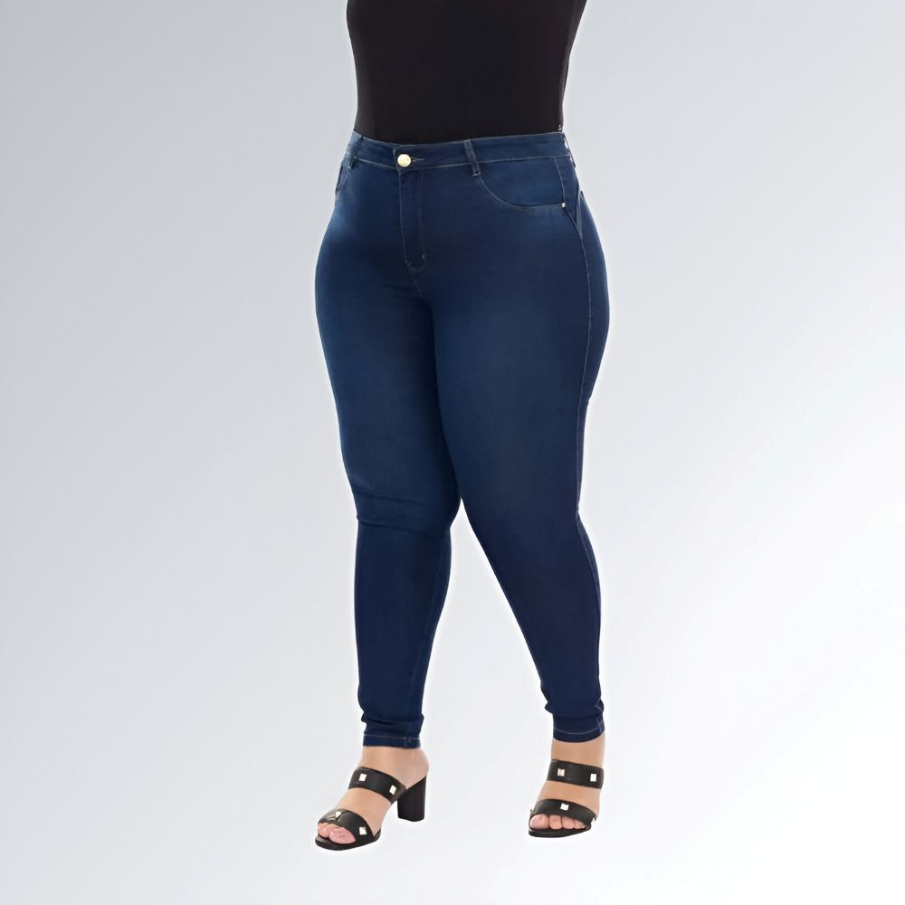 Calça Jeans Feminina Plus Size Cintura Alta Jz New Moda