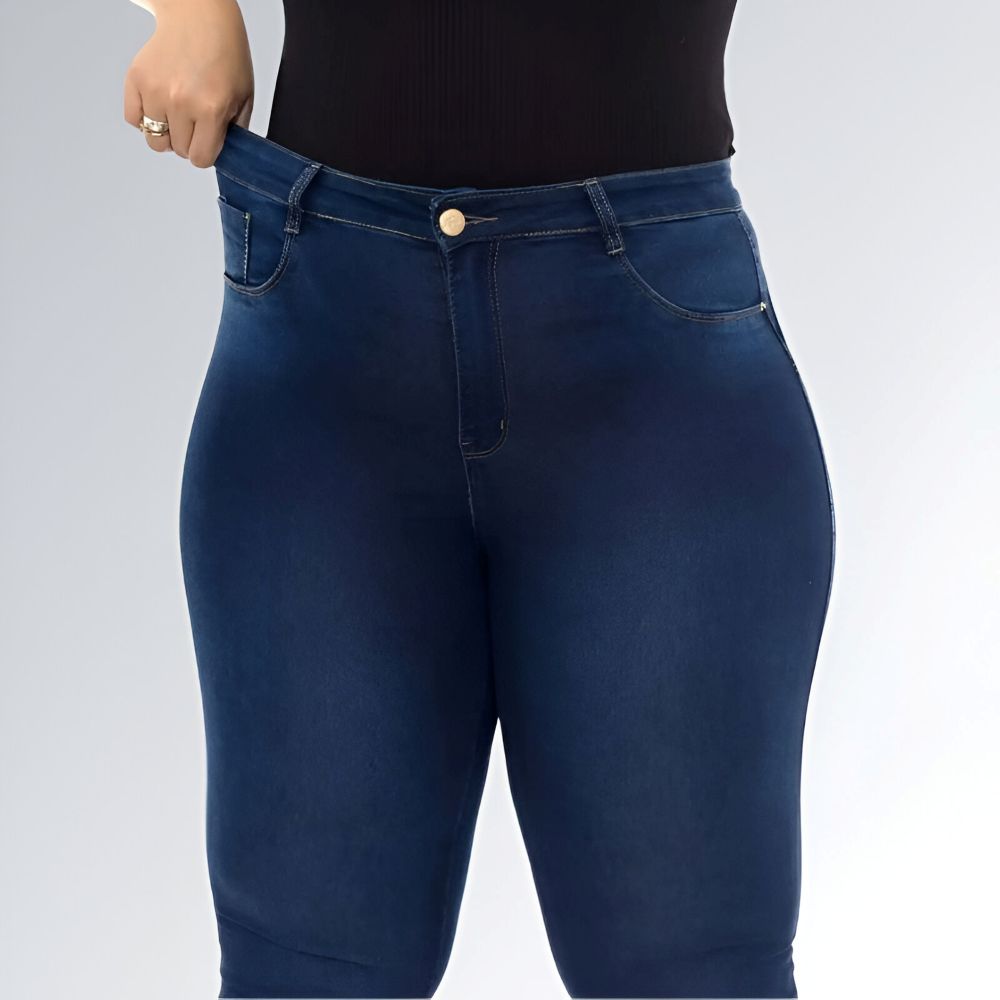 Calça Jeans Feminina Plus Size Cintura Alta Jz New Moda