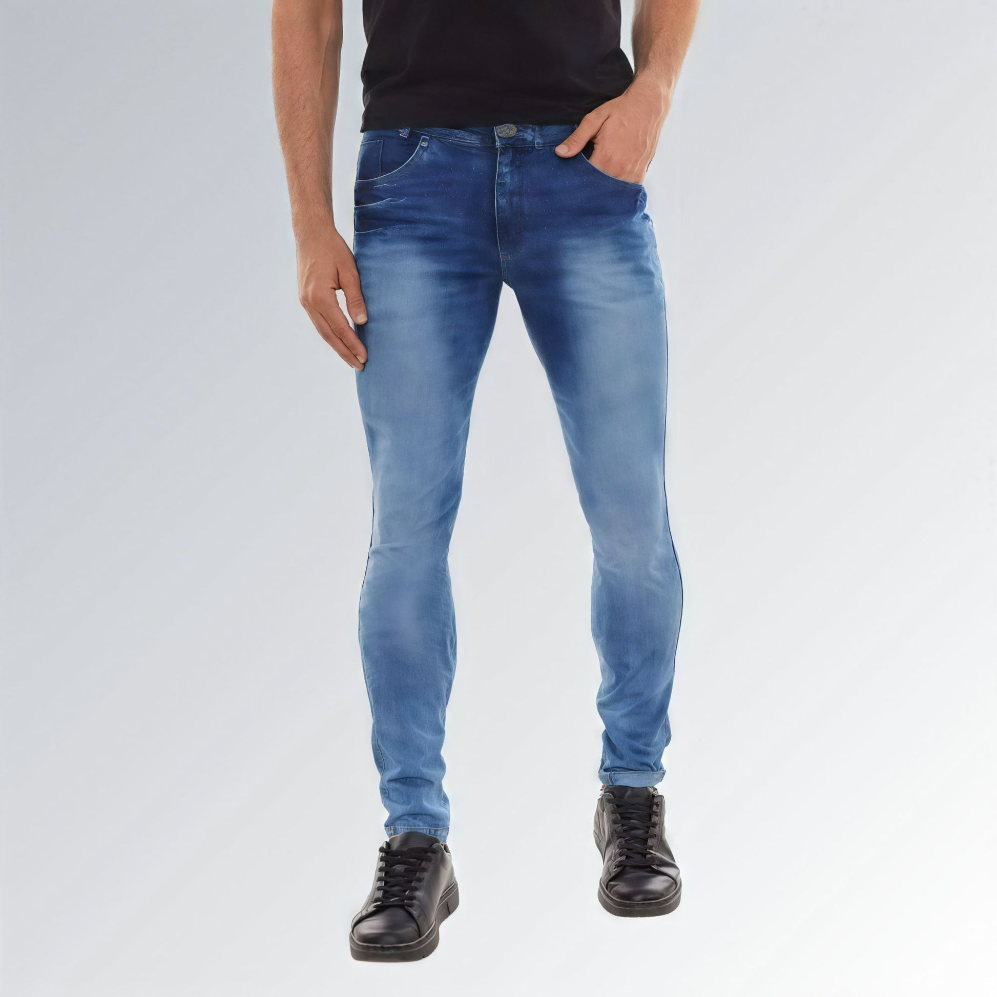 Calça Jeans Masculina Skinny Azul Delavê Modelo Premium Jz new moda