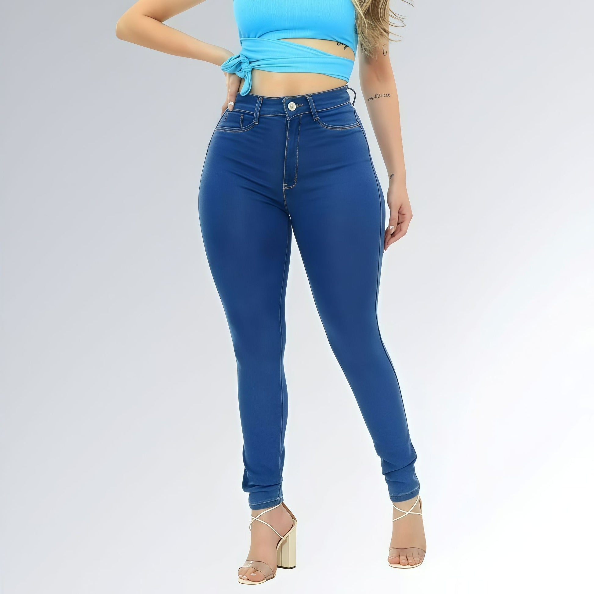 Calça Jeans Skinny Azul Claro Levanta Bumbum Feminina Jz New Moda