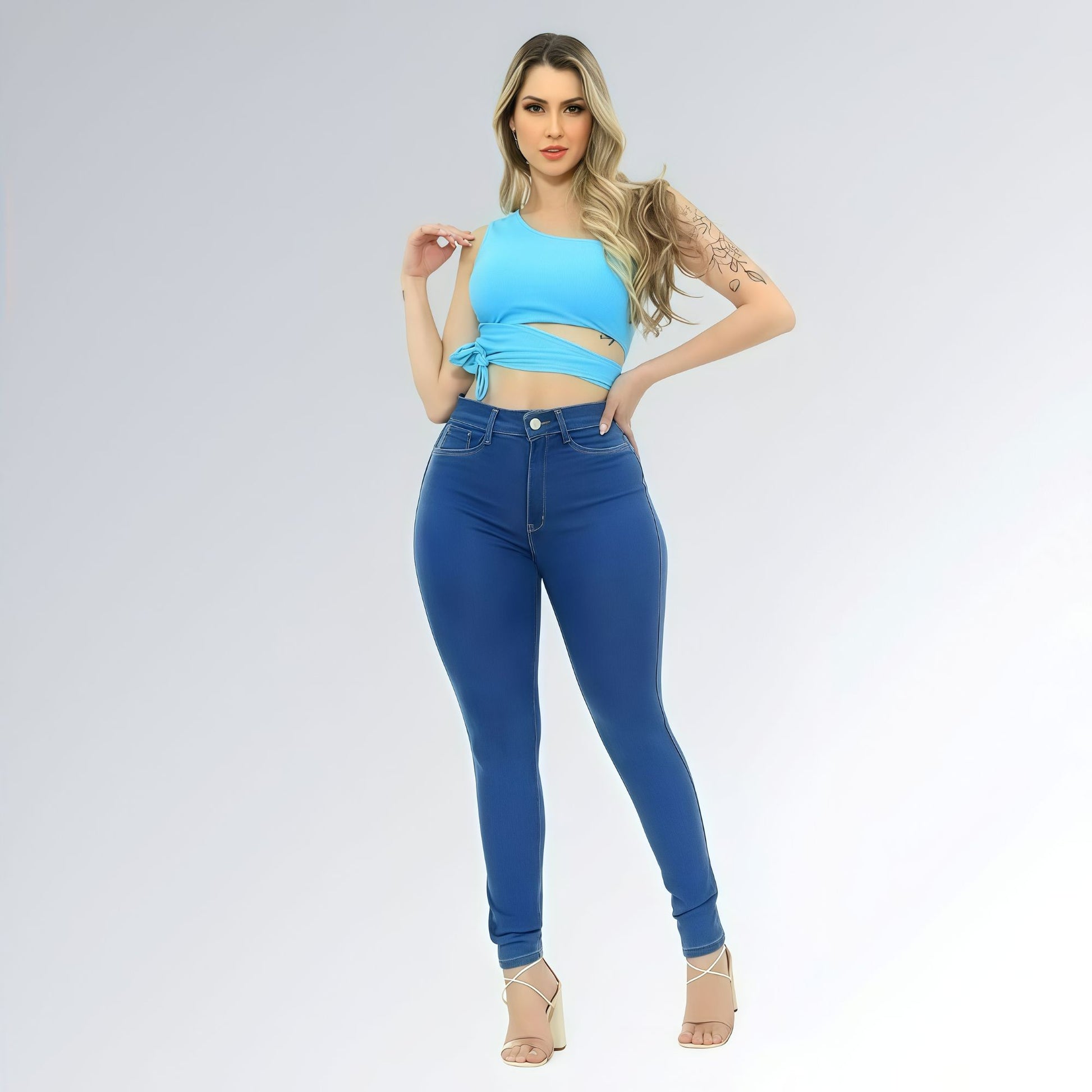 Calça Jeans Skinny Azul Claro Levanta Bumbum Feminina Jz New Moda