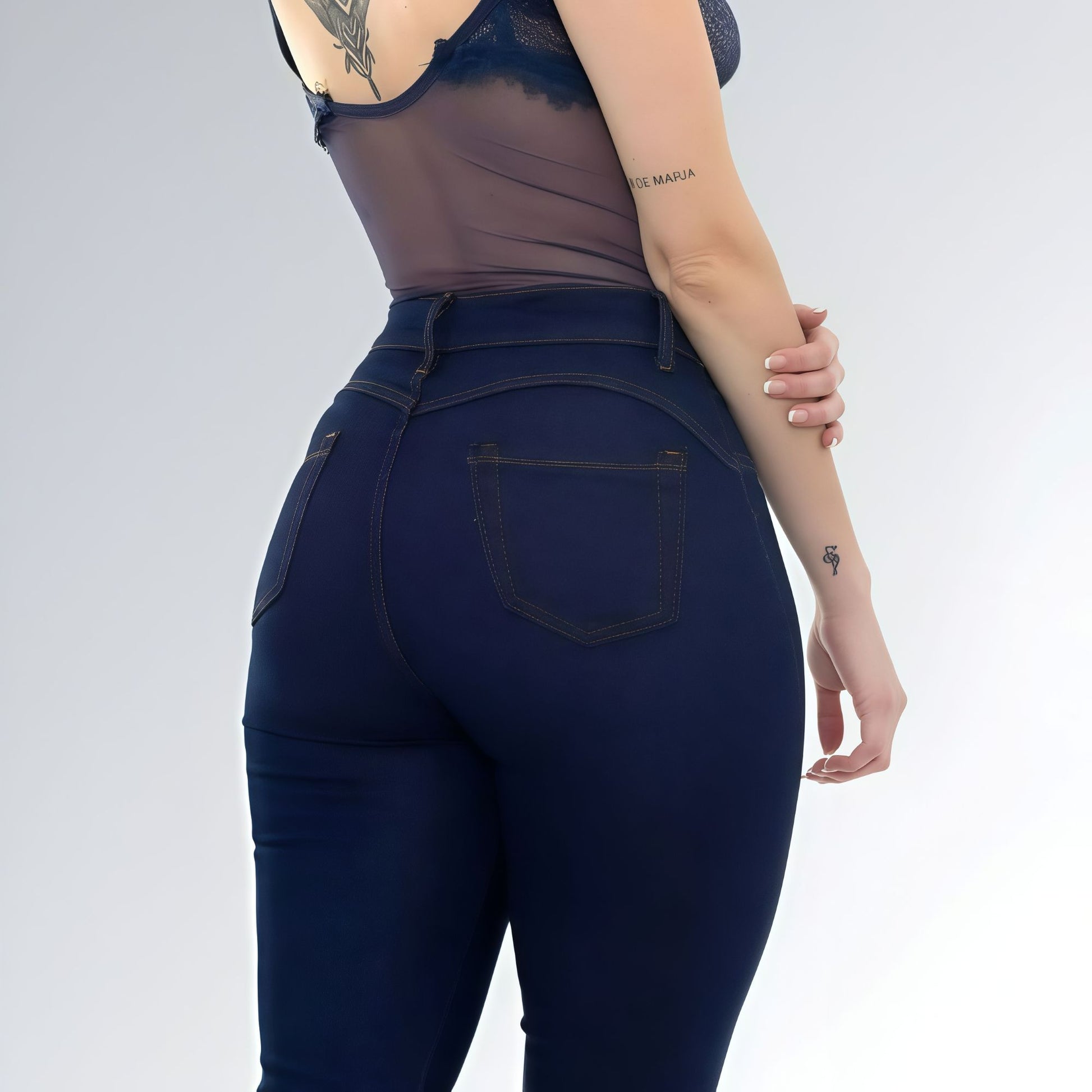 Calça Jeans Skinny Azul Escuro Cintura Alta Básica Feminina Jz New Moda