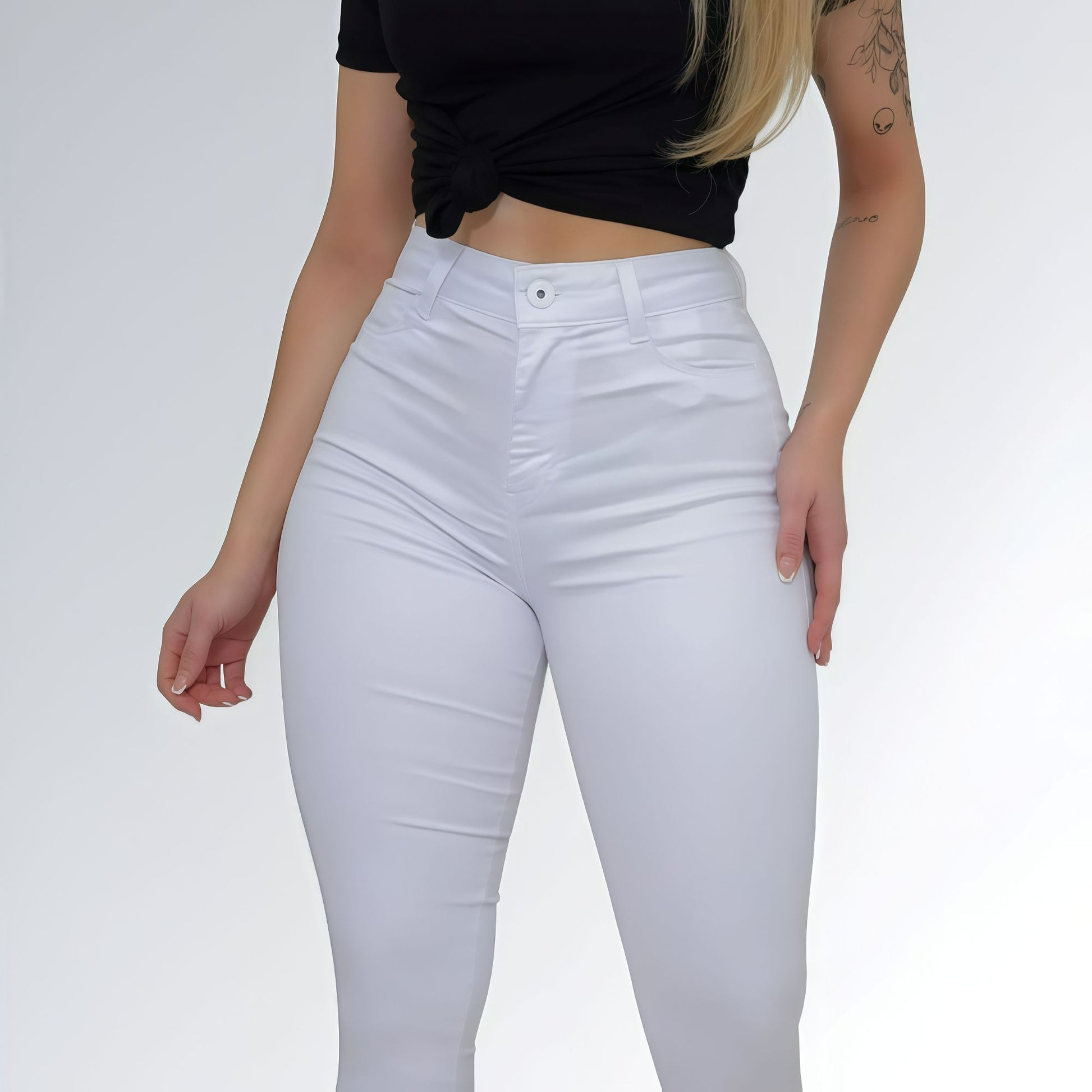 Calça Jeans Skinny Branca Feminina Confort Jz New Moda