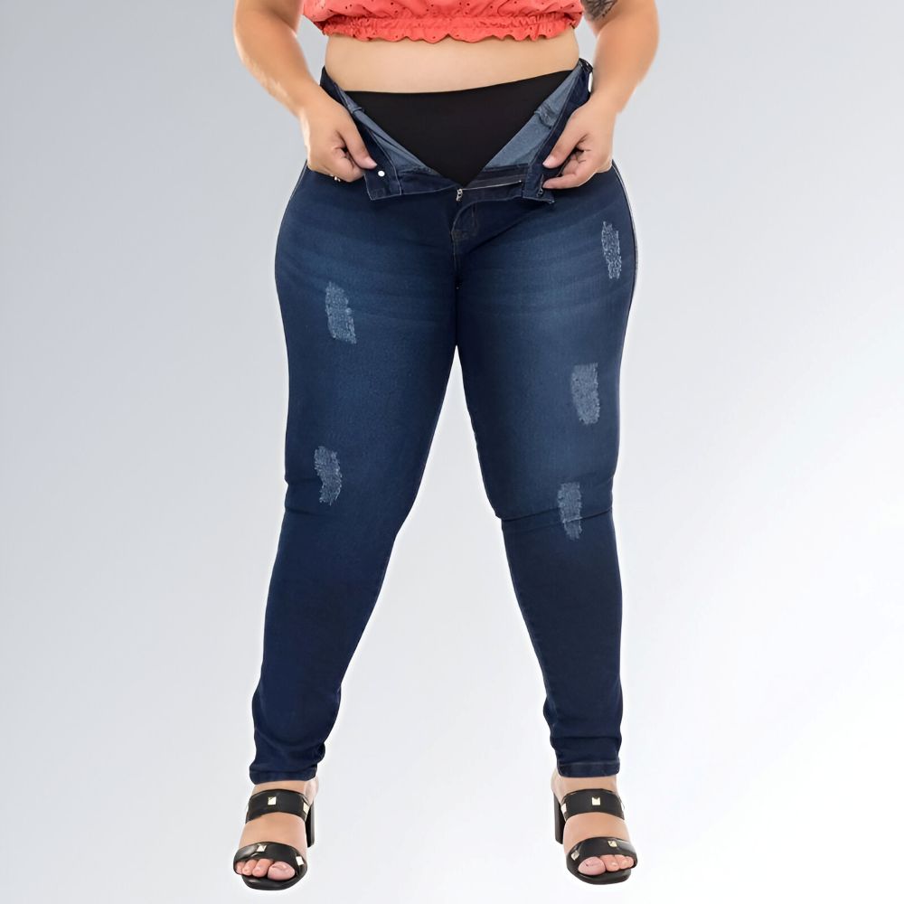 Calça Jeans Skinny Com Cinta Lipo Plus Size Cintura Alta Feminina Jz New Moda