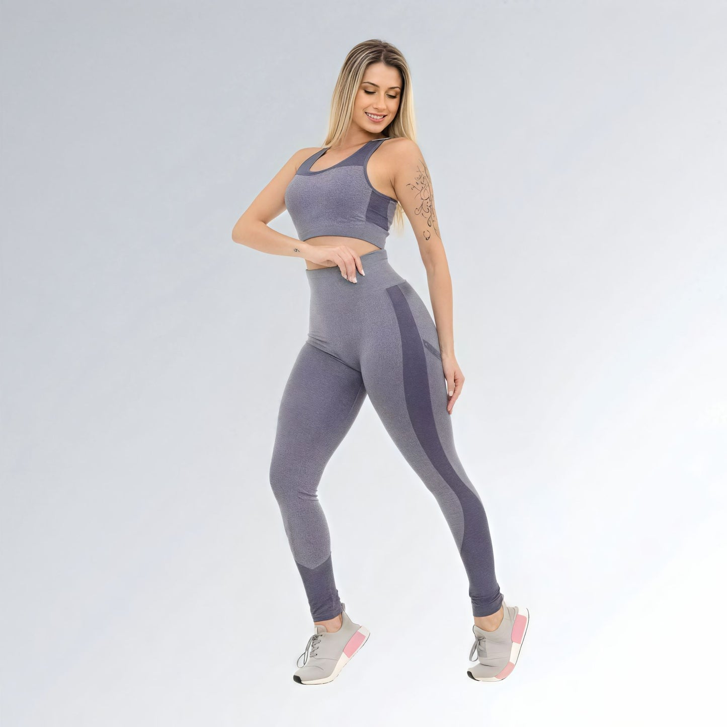Calça Legging Fitness Cinza Azul Feminino Jz New Moda