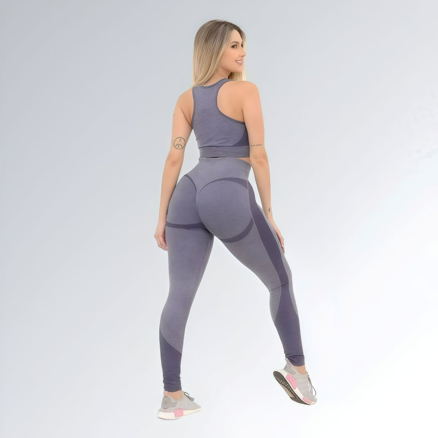 Calça Legging Fitness Cinza Azul Feminino Jz New Moda