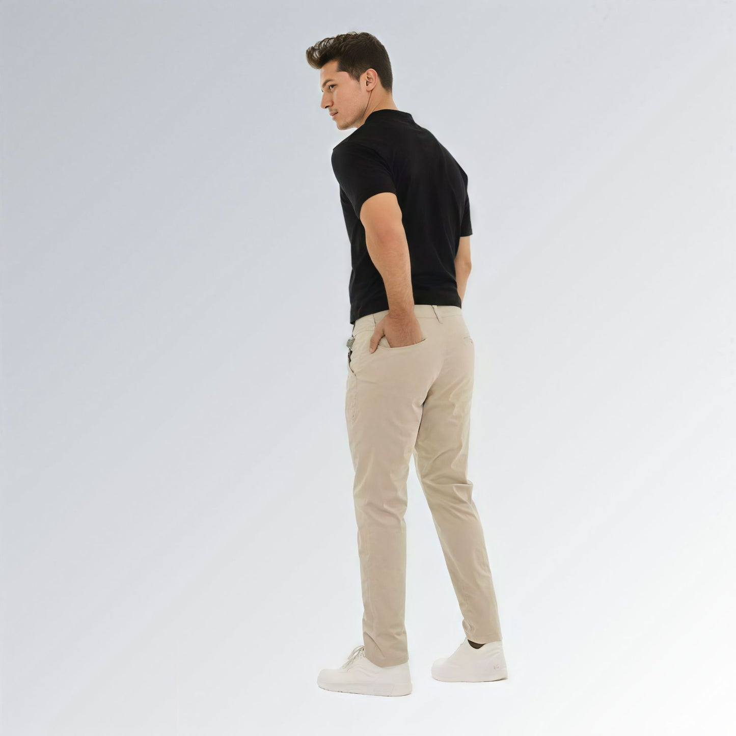 Calça Masculina Sarja Tailor Canivete Casual Social Bege Jz new moda