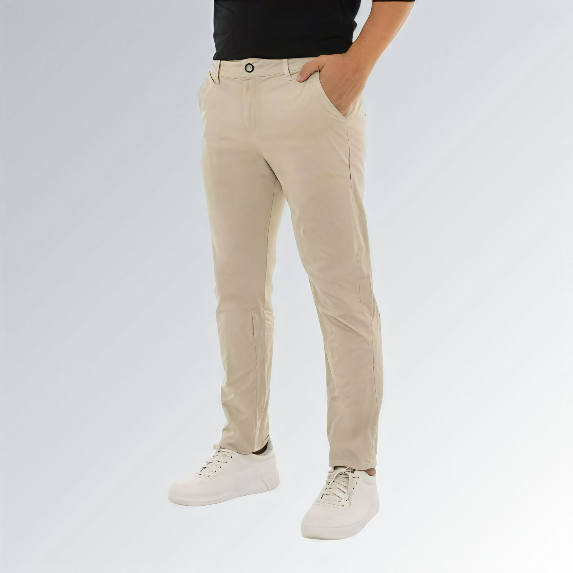 Calça Masculina Sarja Tailor Canivete Casual Social Bege Jz new moda