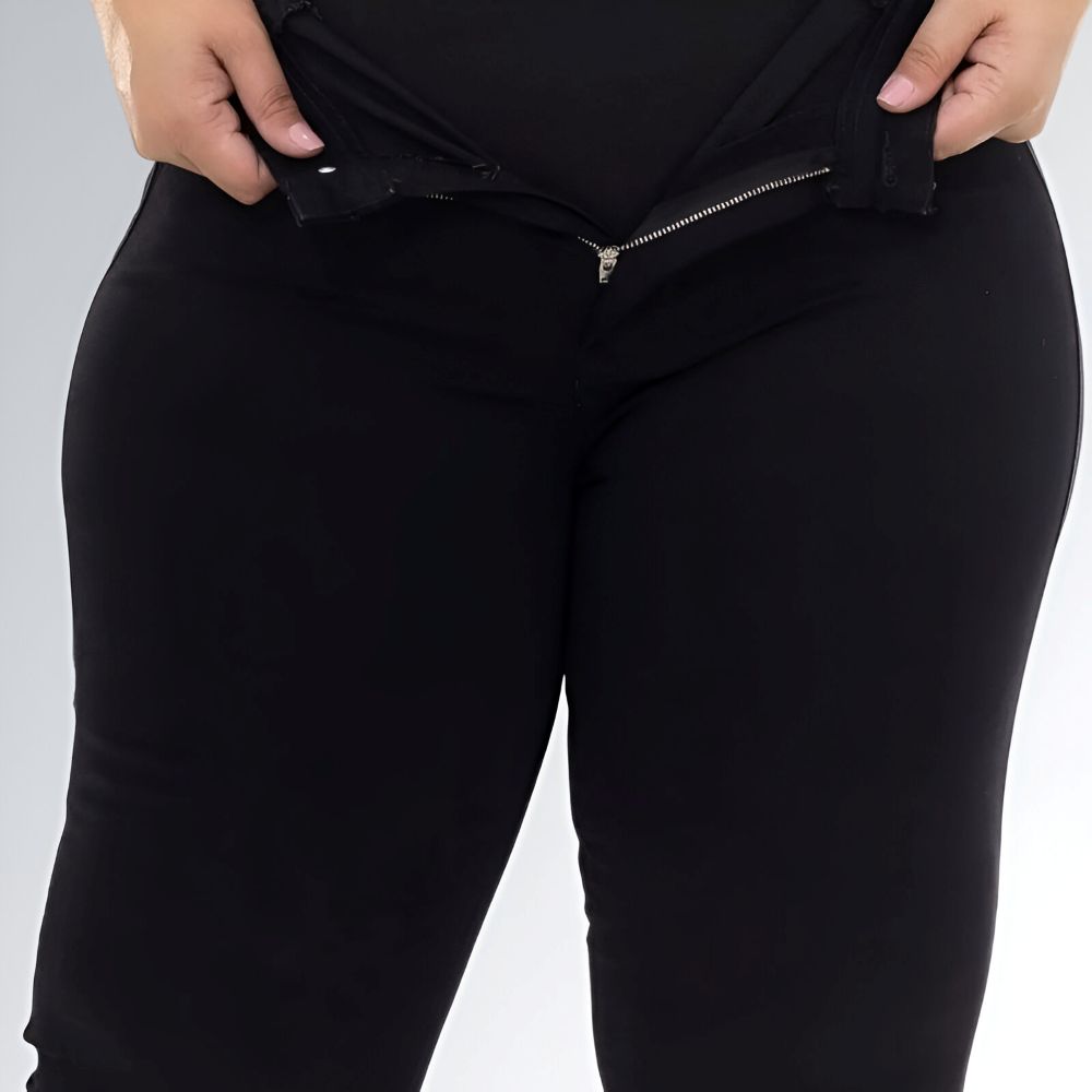 Calça Skinny Plus Size Preta com Alça Lipo Modelo Feminino Jz New Moda