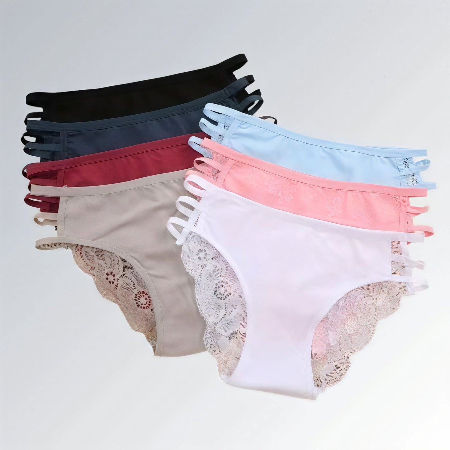 Conjunto de 3 peças de calcinhas femininas de renda floral cintura baixa Jz new moda