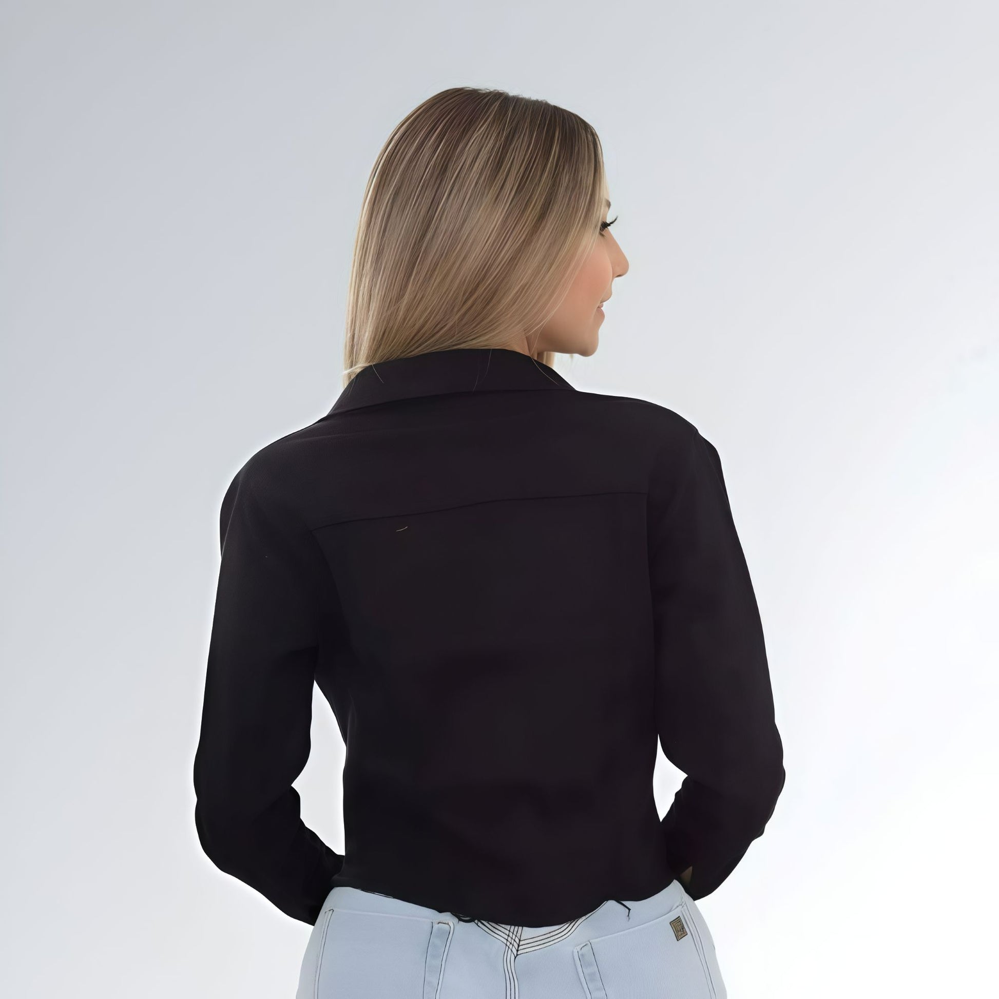 Jaqueta Feminina Cropped Sarja Preto Black Jz New Moda