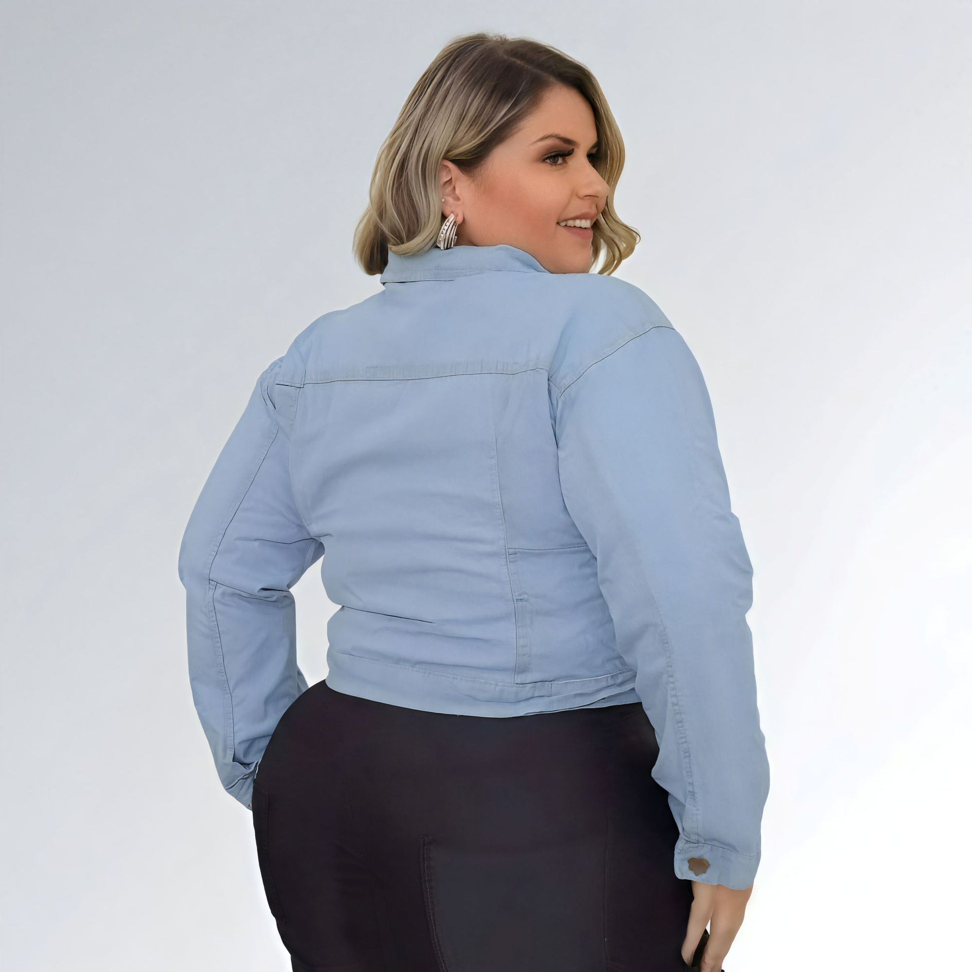Jaqueta Jeans Plus Size Casual Feminina Jz New Moda