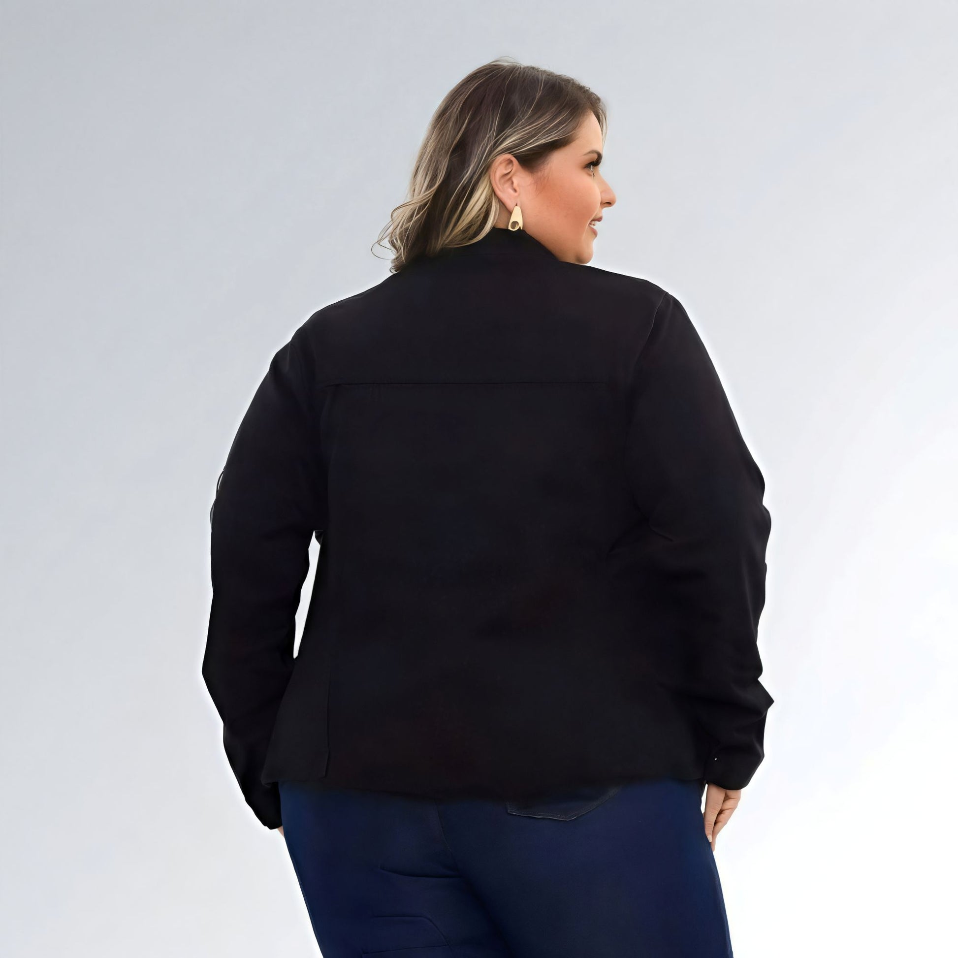 Jaqueta Jeans Plus Size Preta Casual Feminina Jz New Moda