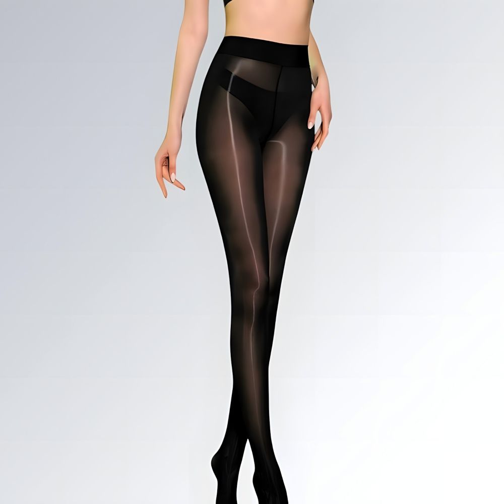 Meia-calça feminina plus size com alta elasticidade, tonalidade degradê e cintura alta para ajuste confortável.