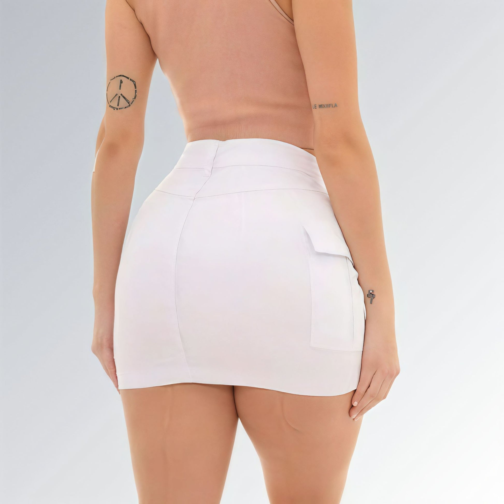 Mini Saia Cargo Feminina Sarja Branca Modelo Premium