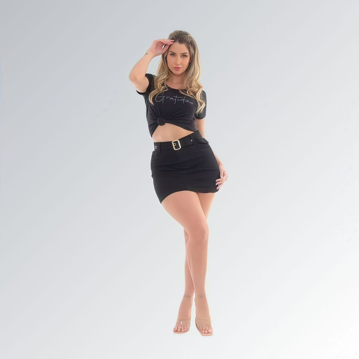 Mini Saia Cinto e Bolsos Laterais - JZ NEW MODA