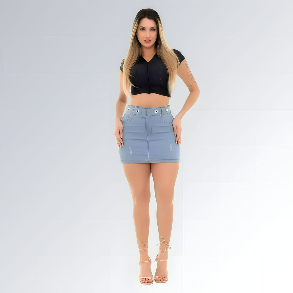 Mini Saia Jeans Cintura Alta - JZ NEW MODA