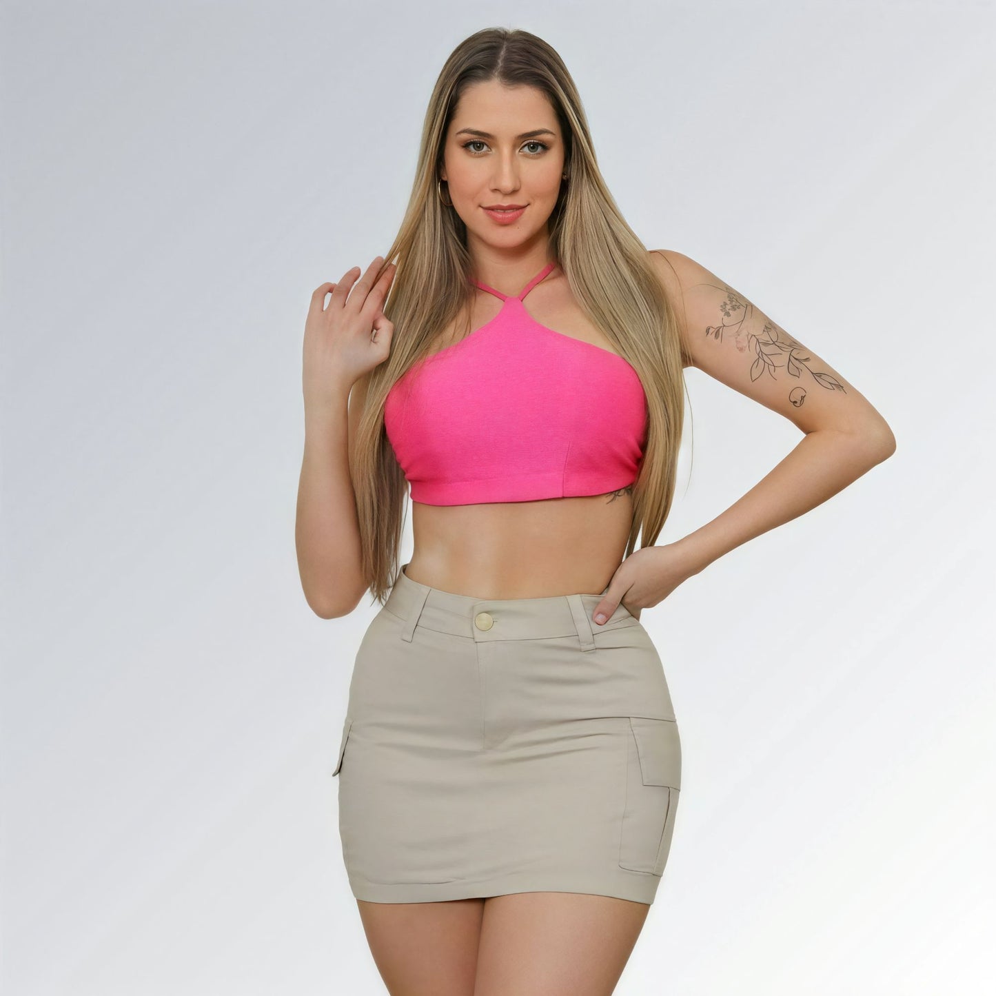 Mini saia feminina com bolsos e estampa de tendência premium Jz new moda