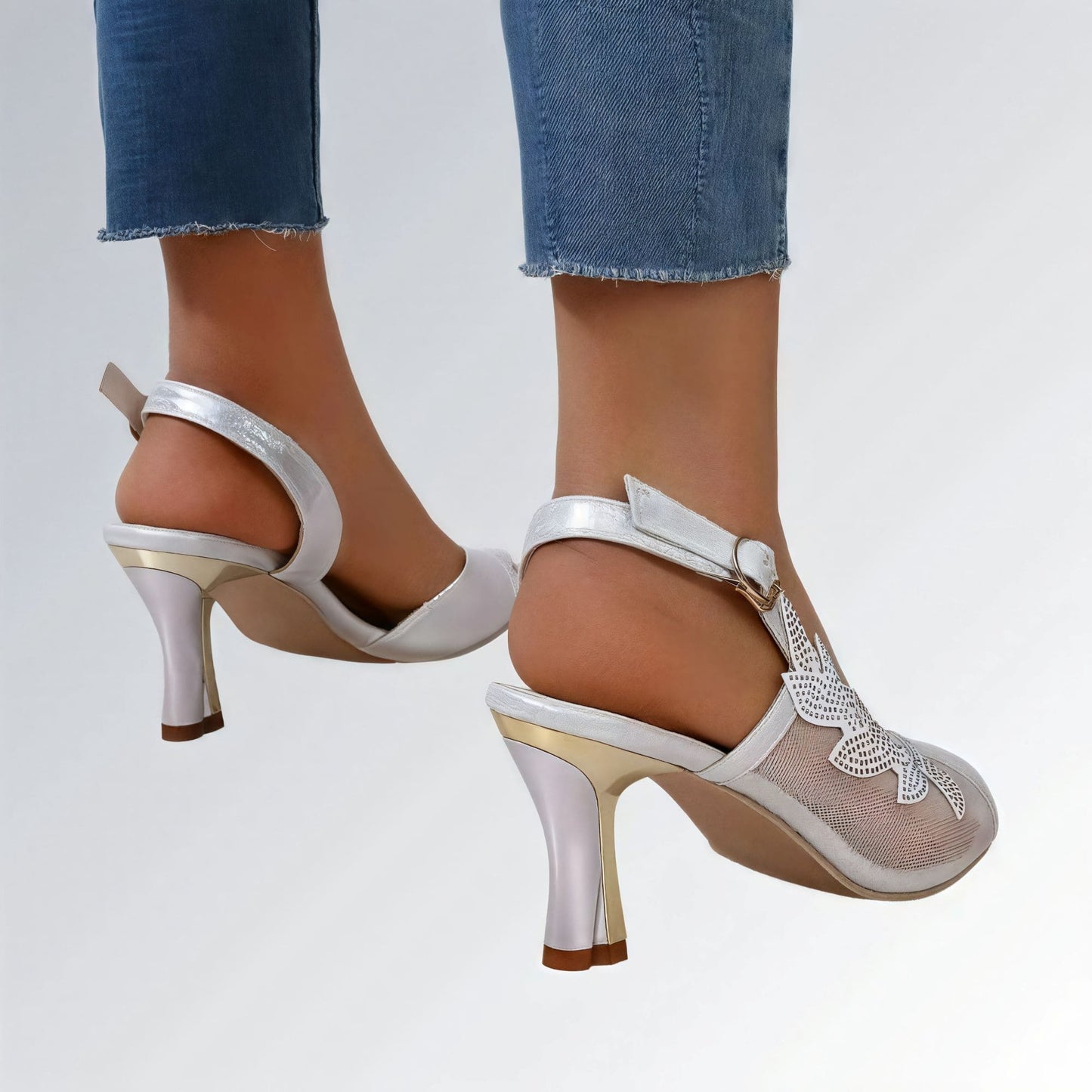 Sandália Feminina de Salto Alto com Cristais Jz new moda