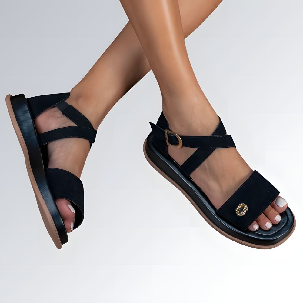 Sandália Plataforma Aberta Fivela Feminina Jz new moda