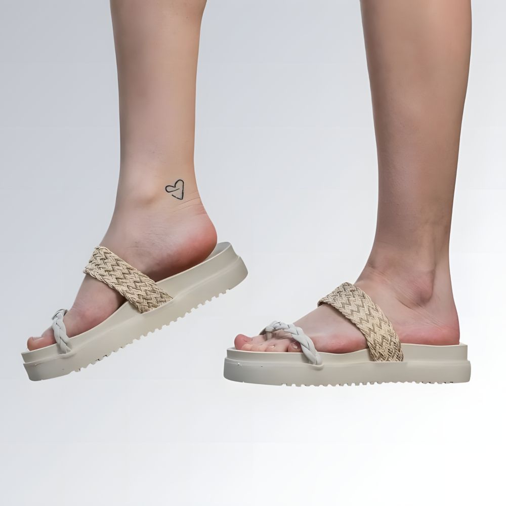 Sandália Papete Tressê Feminina GuGi Birkenstocks Com Tiras Trançadas Jz new moda