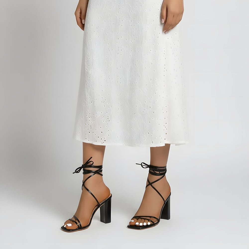 Sandália Salto Quadrado Cinta - JZ NEW MODA