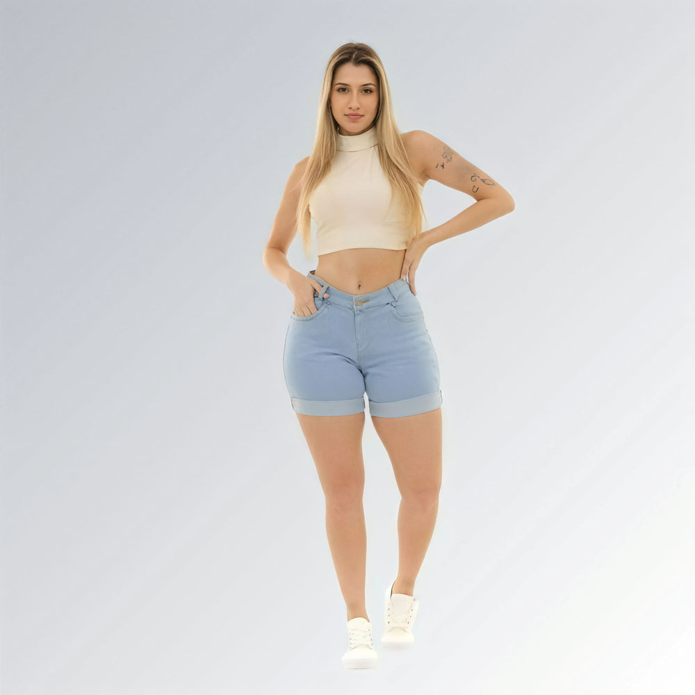 Shorts Bermuda Feminina Jeans Lavagem Azul Clara Moda Fashion Jz new moda