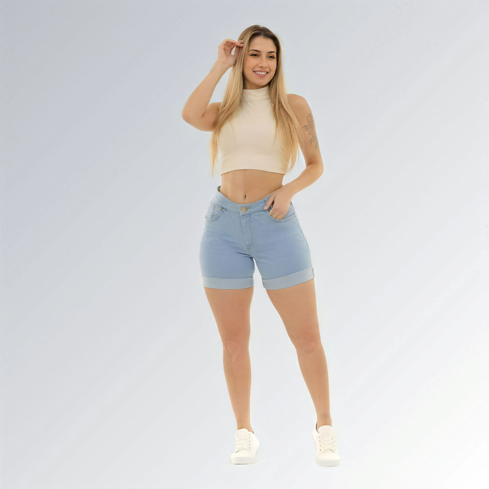 Shorts Bermuda Feminina Jeans Lavagem Azul Clara Moda Fashion Jz new moda