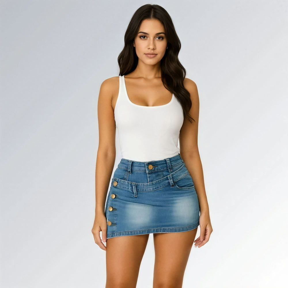 Shorts Saia Feminino com Bolso Design com Botões Jz new moda