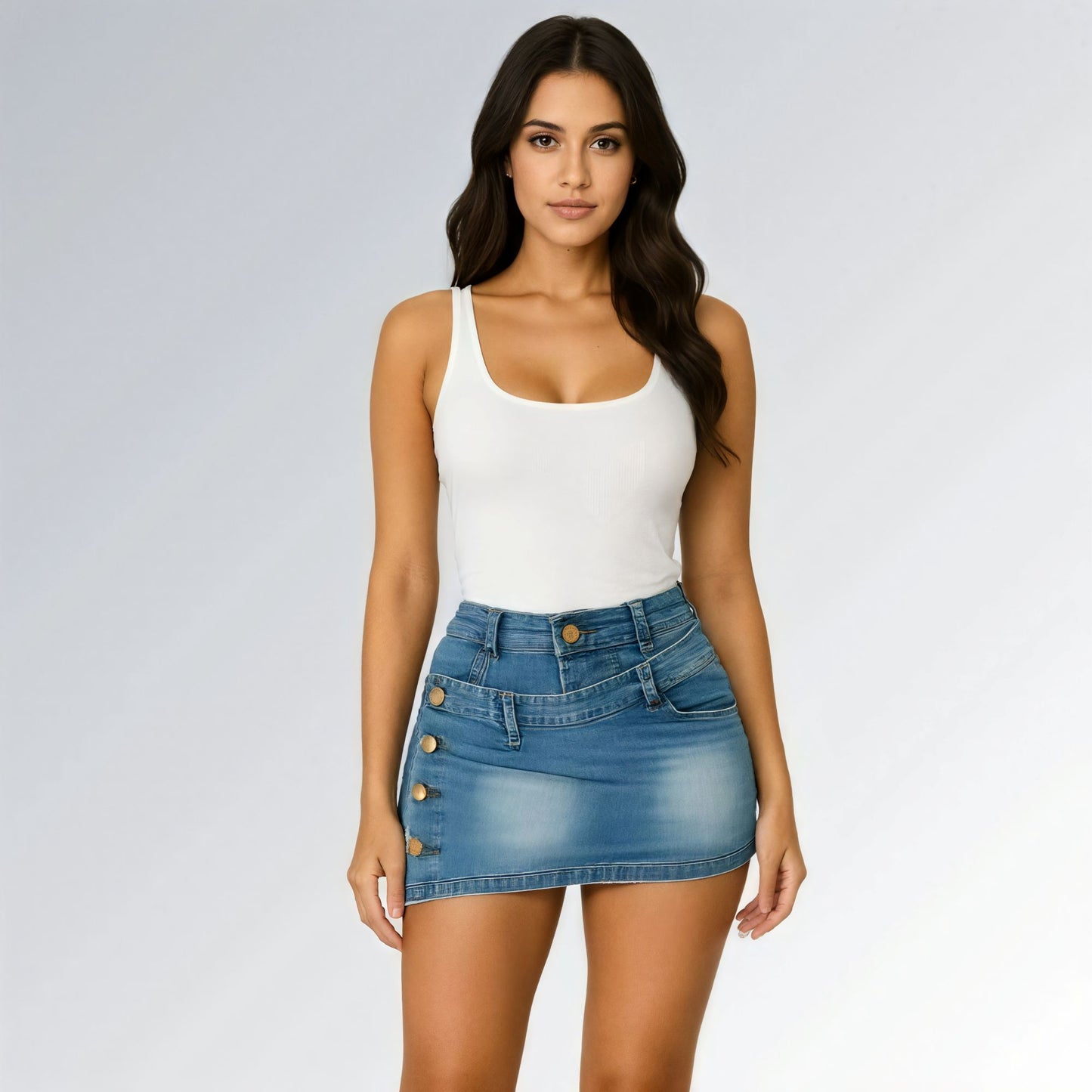 Shorts Saia Feminino com Bolso Design com Botões Jz new moda