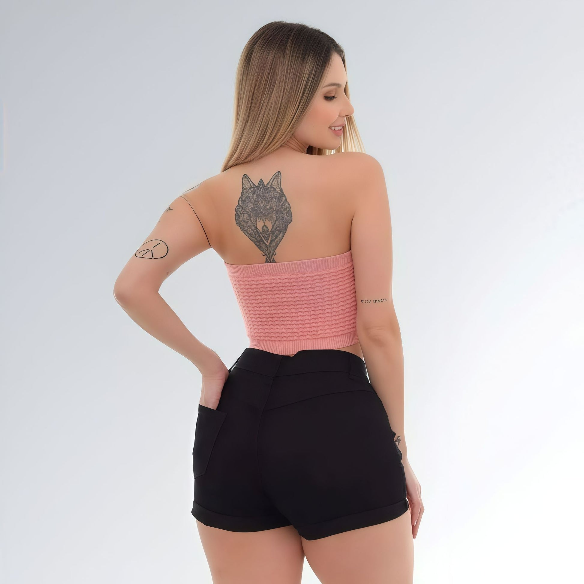 Shorts Sarja Feminino Black Cintura Alta Quadro Botões Moda Verão Jz New Moda