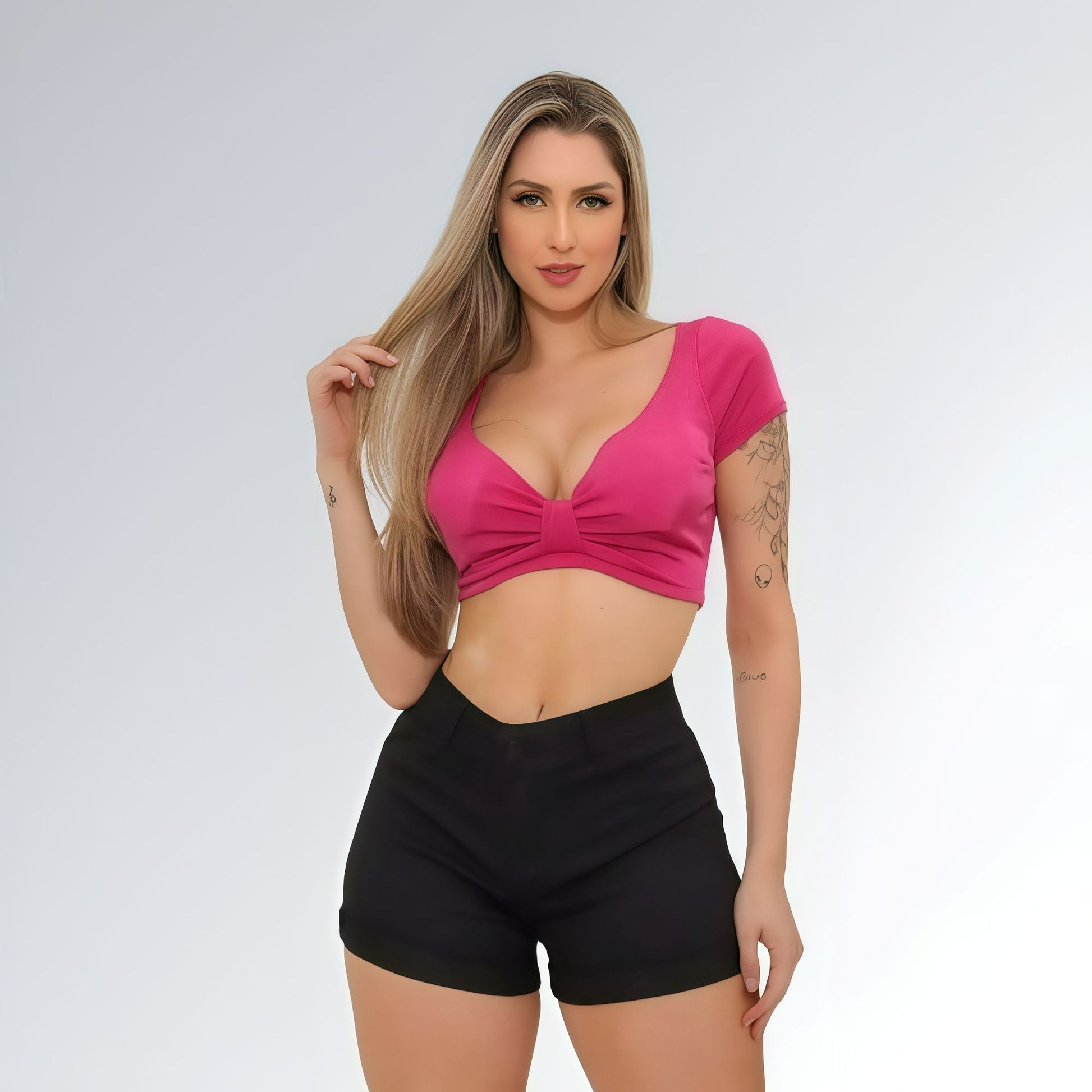 Shorts de Sarja Curto Preto Cintura Alta Feminino Jz New Moda