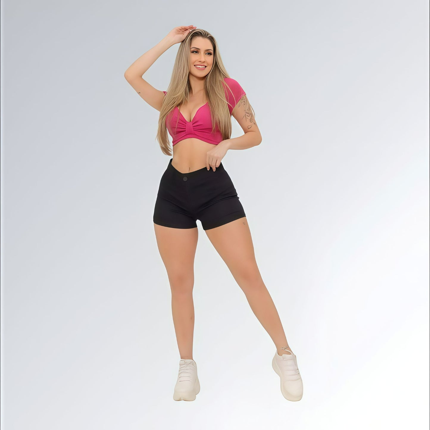 Shorts de Sarja Curto Preto Cintura Alta Feminino Jz New Moda