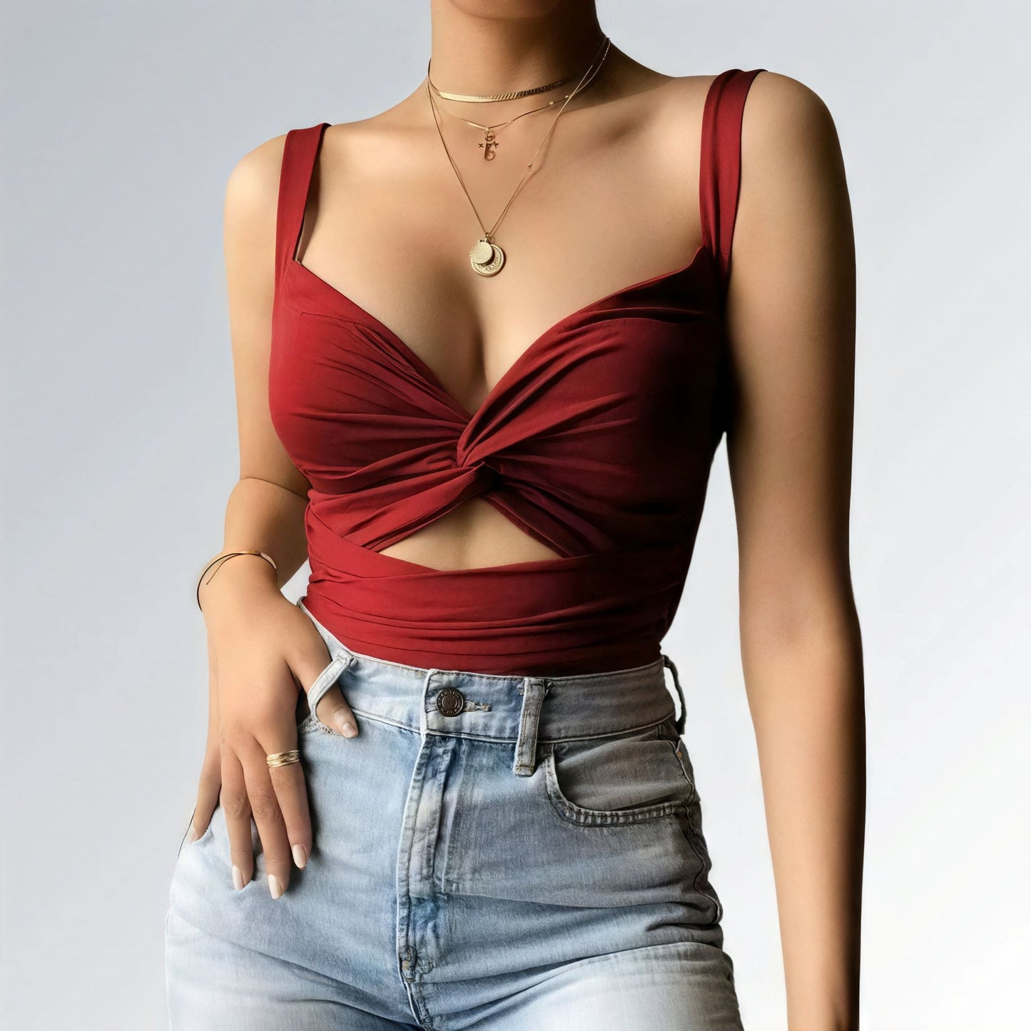Top Cropped Tubo Sem Mangas Vermelho Feminino Jz new moda
