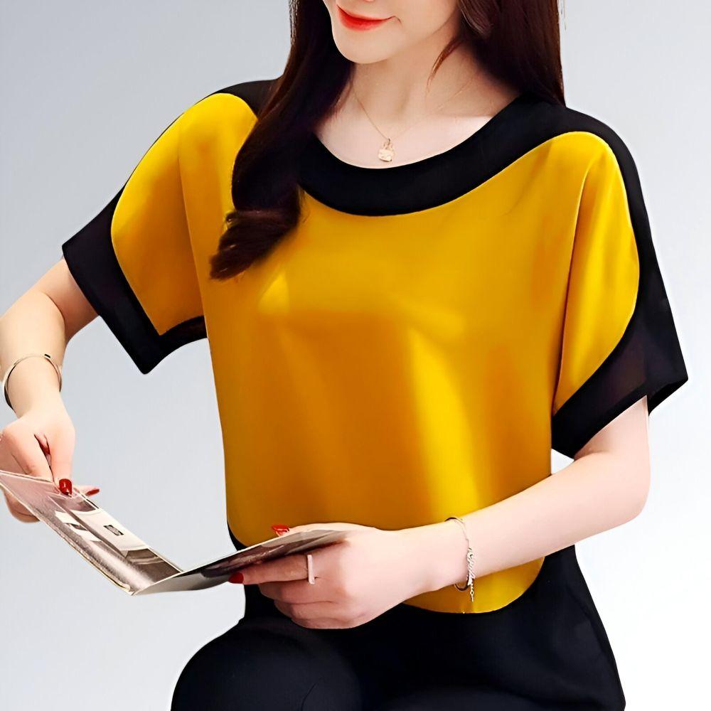 Blusa Manga Curta Chiffon - JZ NEW MODA