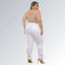 Calça branca feminina plus size de cintura alta com alça lipo, modelo premium e caimento ajustado.