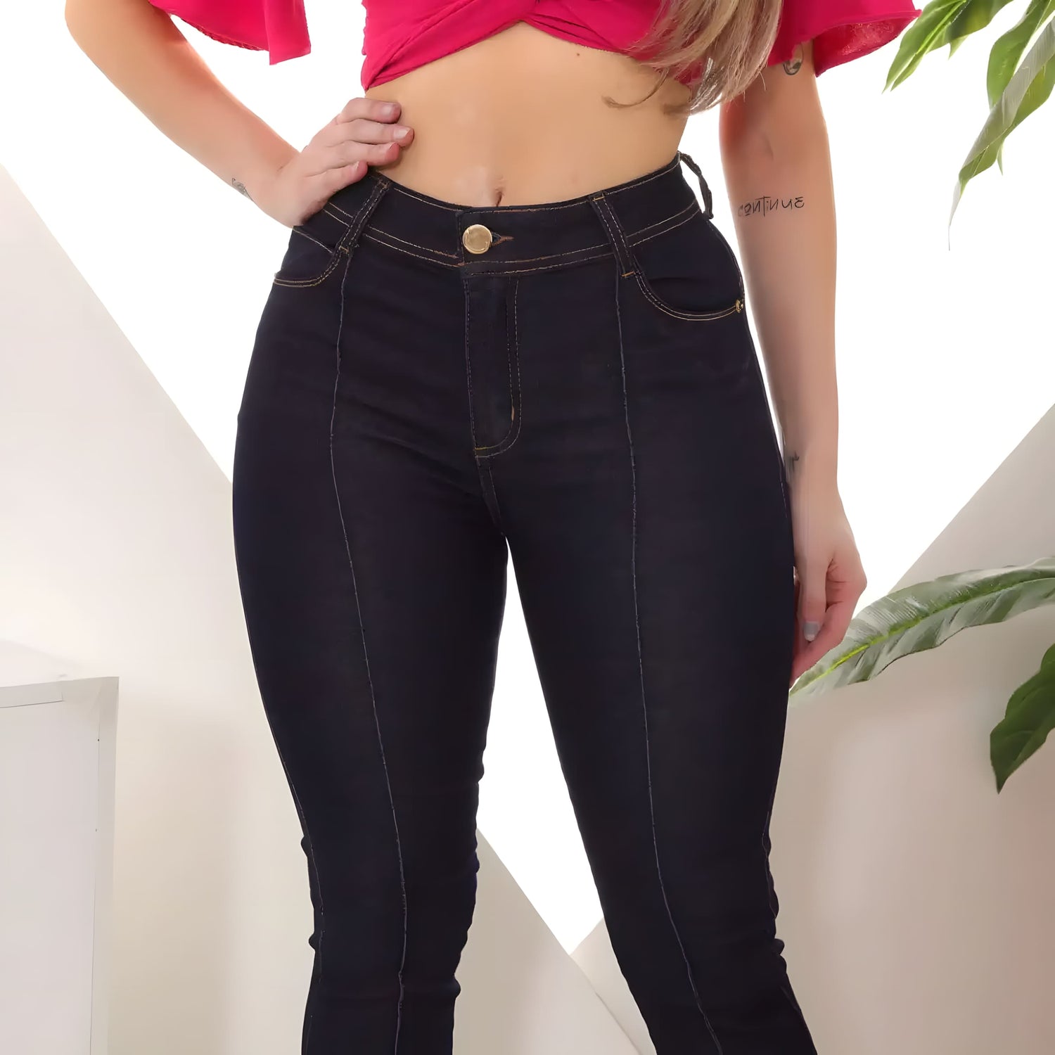 Calça Feminina Flare Lavagem Azul Escura com Nervura Premium descrição do produto Jz new moda